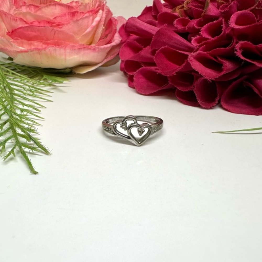 VINTAGE⚜️Y2K Sterling Silver Double Heart Ring